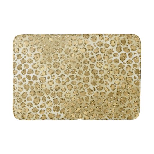 Glitzy Glam Gold Glitzer Leopard Print Badematte (Vorderseite)