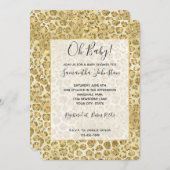 Glitzy Glam Gold Glitzer Leopard Print Einladung (Vorne/Hinten)