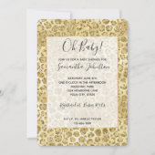 Glitzy Glam Gold Glitzer Leopard Print Einladung (Vorderseite)