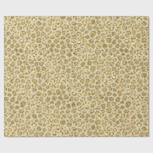 Glitzy Glam Gold Glitzer Leopard Print Geschenkpapier (Flach)