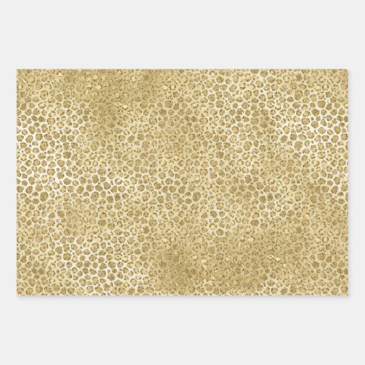Glitzy Glam Gold Glitzer Leopard Print Geschenkpapier Set (Vorderseite 3)
