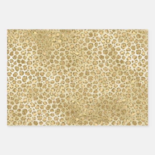 Glitzy Glam Gold Glitzer Leopard Print Geschenkpapier Set (Vorderseite)