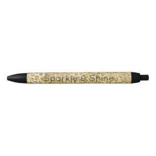 Glitzy Glam Gold Glitzer Leopard Print Kugelschreiber