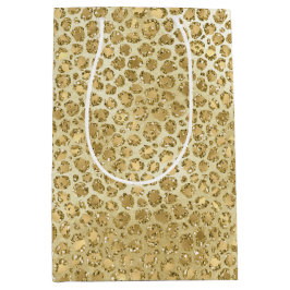 Glitzy Glam Gold Glitzer Leopard Print Mittlere Geschenktüte