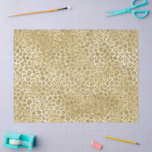 Glitzy Glam Gold Glitzer Leopard Print Seidenpapier (Basteln)