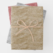 Glitzy Glam Gold Glitzer Streifen Geschenkpapier Set (Beispiel)