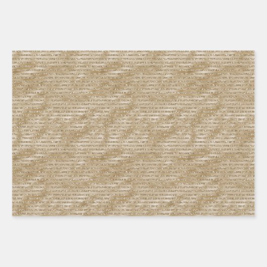 Glitzy Glam Gold Glitzer Streifen Geschenkpapier Set (Vorderseite)