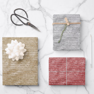 Glitzy Glam Gold Glitzer Streifen Geschenkpapier Set