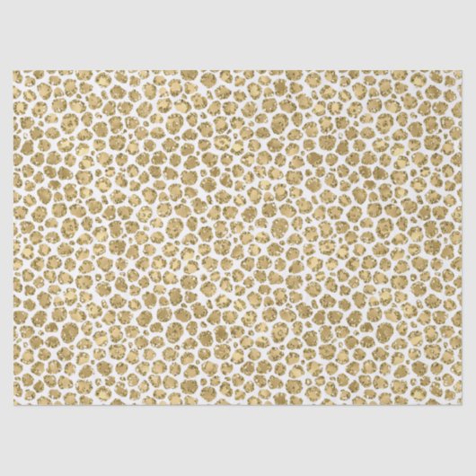 Glitzy Glam Gold White Glitzer Leopard Print Seidenpapier (Vorderseite)