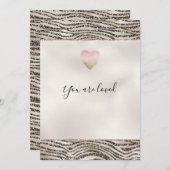 Glitzy Glam Khaki Brown Glitzer Zebra Print Mitteilungskarte (Vorne/Hinten)