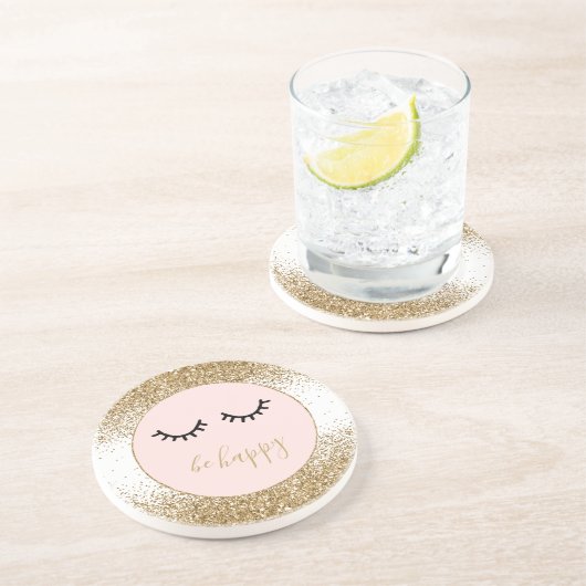 Glitzy Glam Sparkle Glitzer Eyelashes Getränkeuntersetzer (Seite)