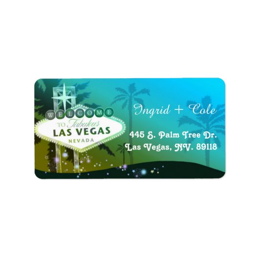 Glitzy Glamour Las Vegas Wedding Address Adressaufkleber (Vorne)