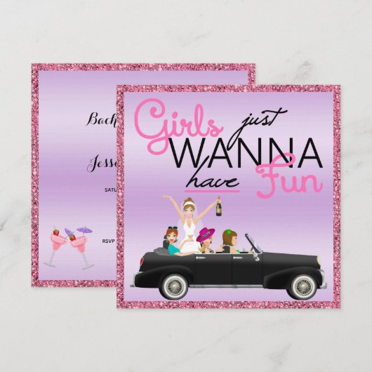 Glitzy Glitzern Bachelorette Einladung (Vorne/Hinten)