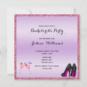 Glitzy Glitzern Bachelorette Einladung (Rückseite)