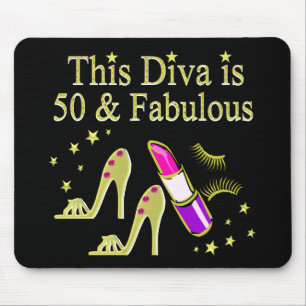 GLITZY GOLD 50. BIRTHDAY DIVA DESIGN MOUSEPAD