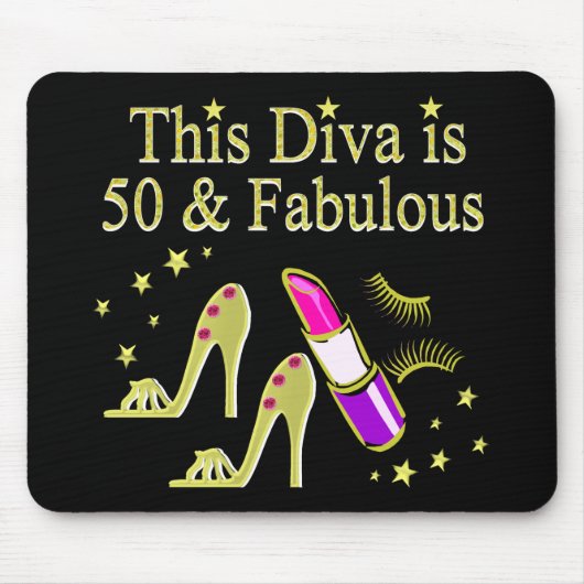 GLITZY GOLD 50. BIRTHDAY DIVA DESIGN MOUSEPAD (Vorne)