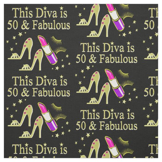 GLITZY GOLD 50. BIRTHDAY DIVA DESIGN STOFF (Muster)
