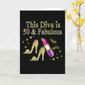 GLITZY GOLD 50TH BIRTHTAY DIVA DESIGN KARTE (Gelbe Blume)