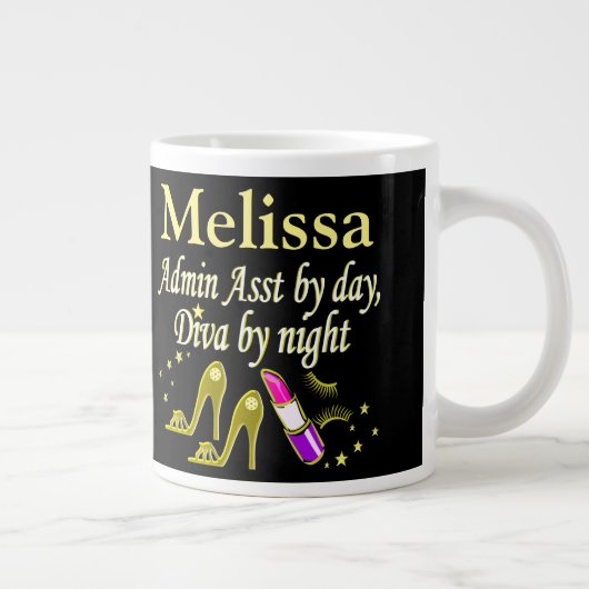 GLITZY GOLD ADMIN ASST PERSONALISIERTE MUG Jumbo-Tasse (Rechts)