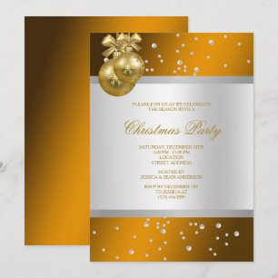 Glitzy Gold Baubles & Pearls Weihnachten Einladung