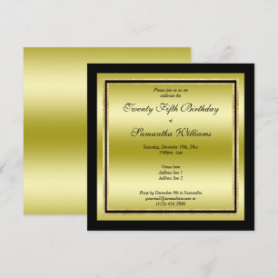 Glitzy Gold & Black Gerahmter Geburtstag Einladung