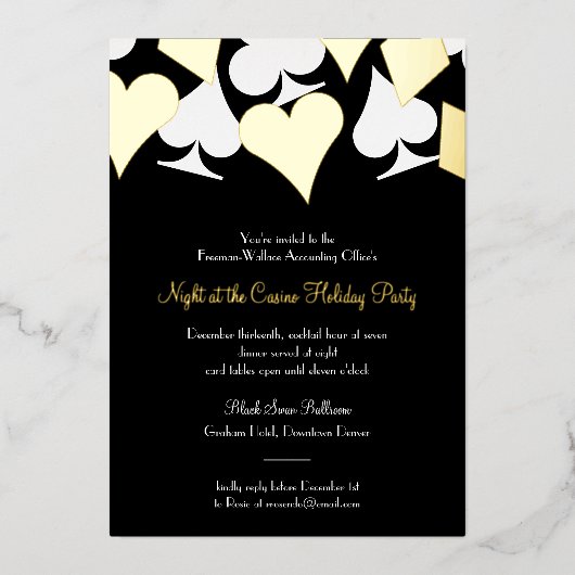 Glitzy Gold Card Anzugs Gala oder Formales Event Folieneinladung (Vorderseite)