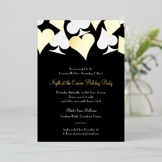 Glitzy Gold Card Anzugs Gala oder Formales Event Folieneinladung (Stehend vorne)