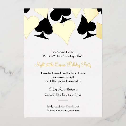 Glitzy Gold Card Anzugs Gala oder Formales Event Folieneinladung (Vorderseite)