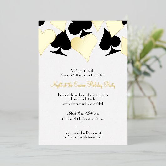 Glitzy Gold Card Anzugs Gala oder Formales Event Folieneinladung (Stehend vorne)
