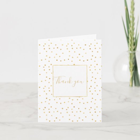 Glitzy Gold Confetti Dankeskarte (Vorderseite)