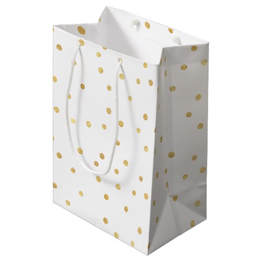 Glitzy Gold Confetti Mittlere Geschenktüte (Vorderseite Schrägansicht)