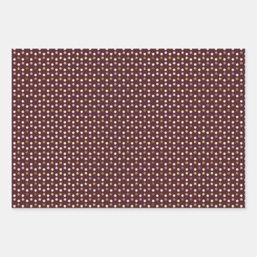 Glitzy Gold Glam Burgundy Dots Geschenkpapier Set (Vorderseite 2)