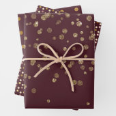 Glitzy Gold Glam Burgundy Dots Geschenkpapier Set (Beispiel)