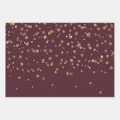 Glitzy Gold Glam Burgundy Dots Geschenkpapier Set (Vorderseite)