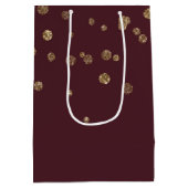 Glitzy Gold Glam Burgundy Dots Mittlere Geschenktüte (Rückseite)