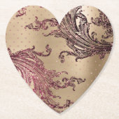 Glitzy Gold Glam Burgundy Hearts Brautparty Untersetzer (Vorderseite)