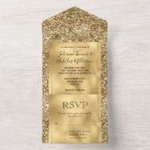 Glitzy Gold Glam Glitzer All In One Einladung (Innen Boden)