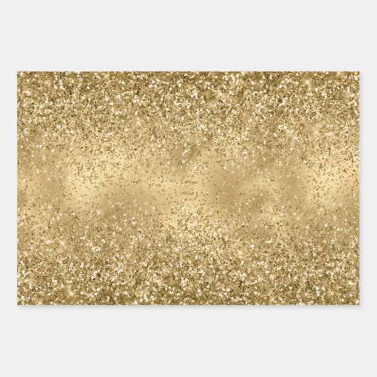 Glitzy Gold Glam Glitzer Sparkle Geschenkpapier Set (Vorderseite 2)
