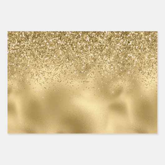 Glitzy Gold Glam Glitzer Sparkle      Geschenkpapier Set (Vorderseite)