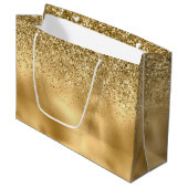 Glitzy Gold Glam Glitzer Sparkle Große Geschenktüte (Vorderseite Schrägansicht)