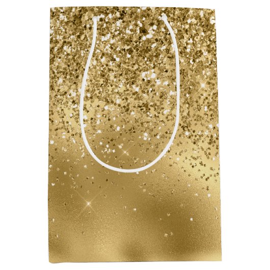 Glitzy Gold Glam Glitzer Sparkle Mittlere Geschenktüte (Vorderseite)