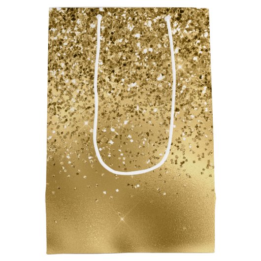 Glitzy Gold Glam Glitzer Sparkle Mittlere Geschenktüte (Rückseite)