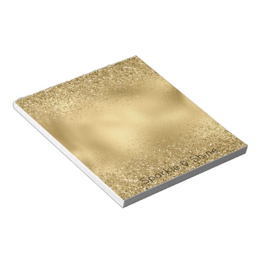 Glitzy Gold Glam Glitzer Sparkle Notizblock (angewinkelt)