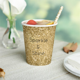 Glitzy Gold Glam Glitzer Sparkle Pappbecher