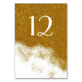 Glitzy Gold Glitzer Look Wedding Tischnummer Card (Rückseite)