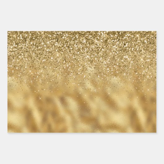Glitzy Gold Green Red Glitzer Sparkasse Geschenkpapier Set (Vorderseite 3)
