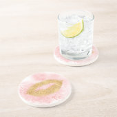 Glitzy Gold Lips Pink Confetti Kiss Getränkeuntersetzer (Seite)