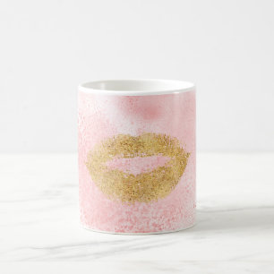 Glitzy Gold Lips Pink Confetti Kiss Kaffeetasse