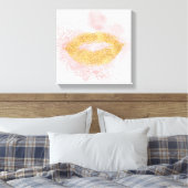 Glitzy Gold Lips Pink Confetti Kiss Leinwanddruck (Insitu (Schlafzimmer))