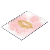Glitzy Gold Lips Pink Confetti Kiss Notizblock (Linke Seite)